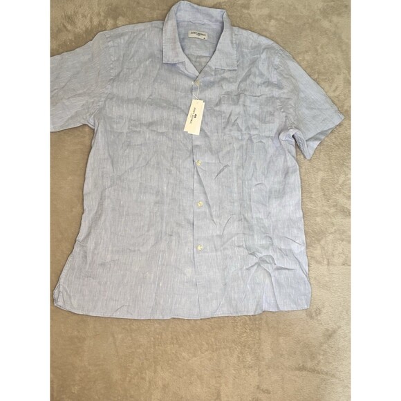 John Henric Sweden Mens Button Down Shirt Size XL Blue 100% Linen Casual NWT - Picture 4 of 11